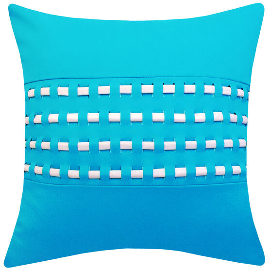Edie @ Home Indoor/Outdoor Center Woven Cord Throw Pillow 17X17, Aqua, , on-hover image number null