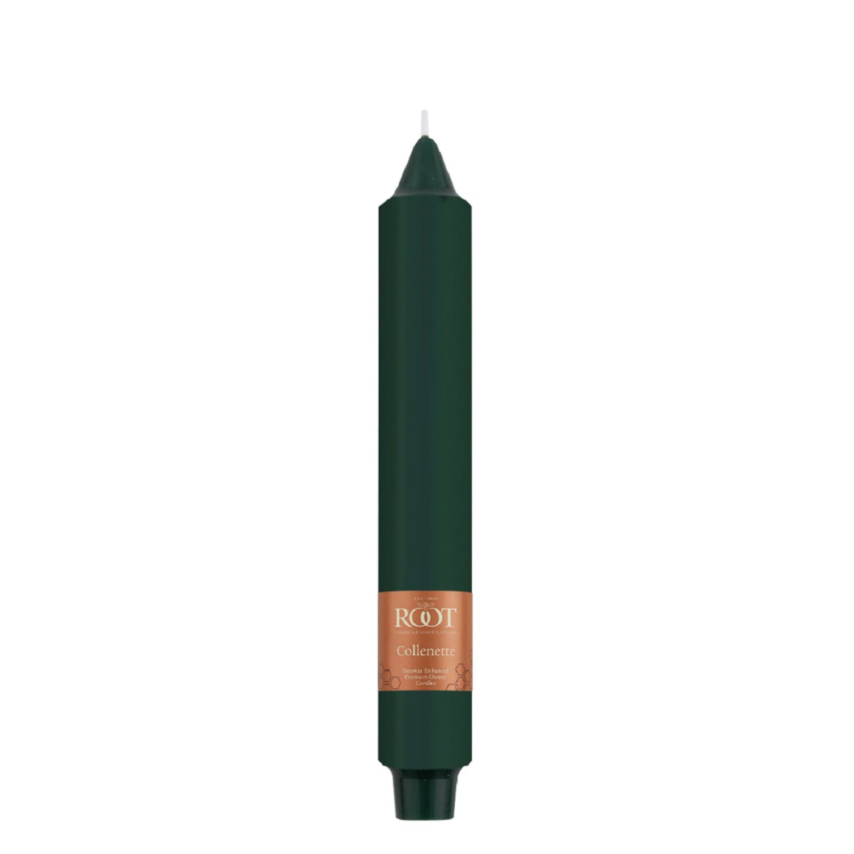 Smooth Collenette 9 inch Dark Green Unscented Taper Candle, Box of 4, , on-hover image number 1