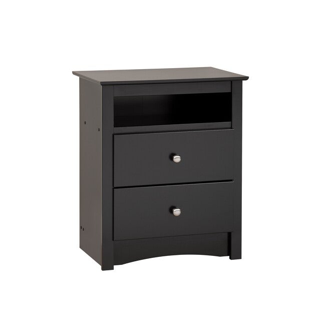 Sonoma Tall 2-Drawer Nightstand with Open Shelf, Black, , on-hover image number null
