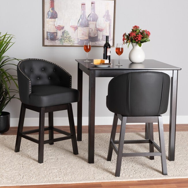 Theron Mid-Century Transitional 2-Piece Swivel Counter Stool Set, , alternate image number 5