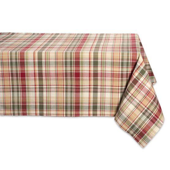Give Thanks Plaid Tablecloth 60x120, TAN, hi-res image number null