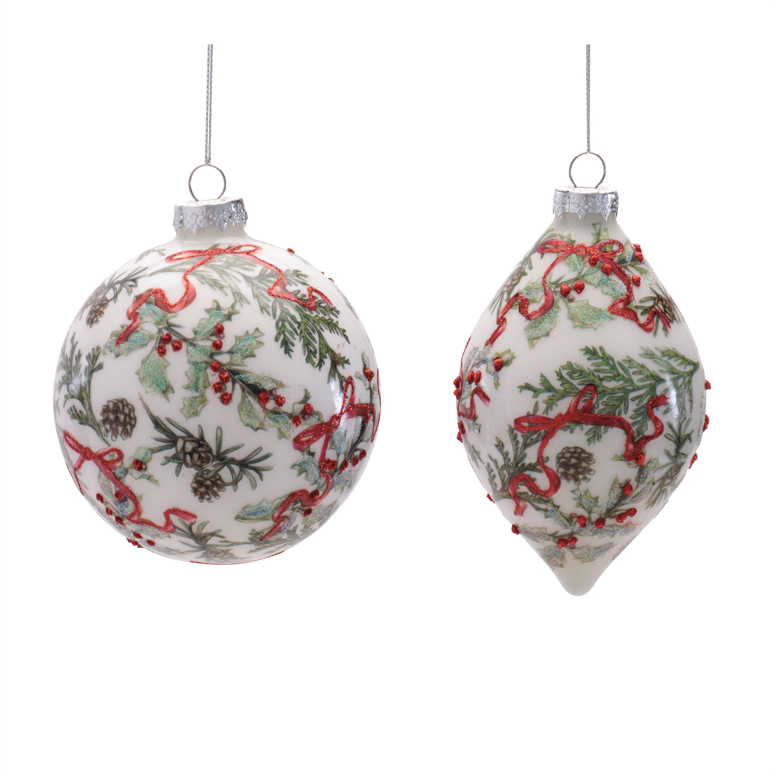 Holiday Botanical Glass Ornament (Set of 6)