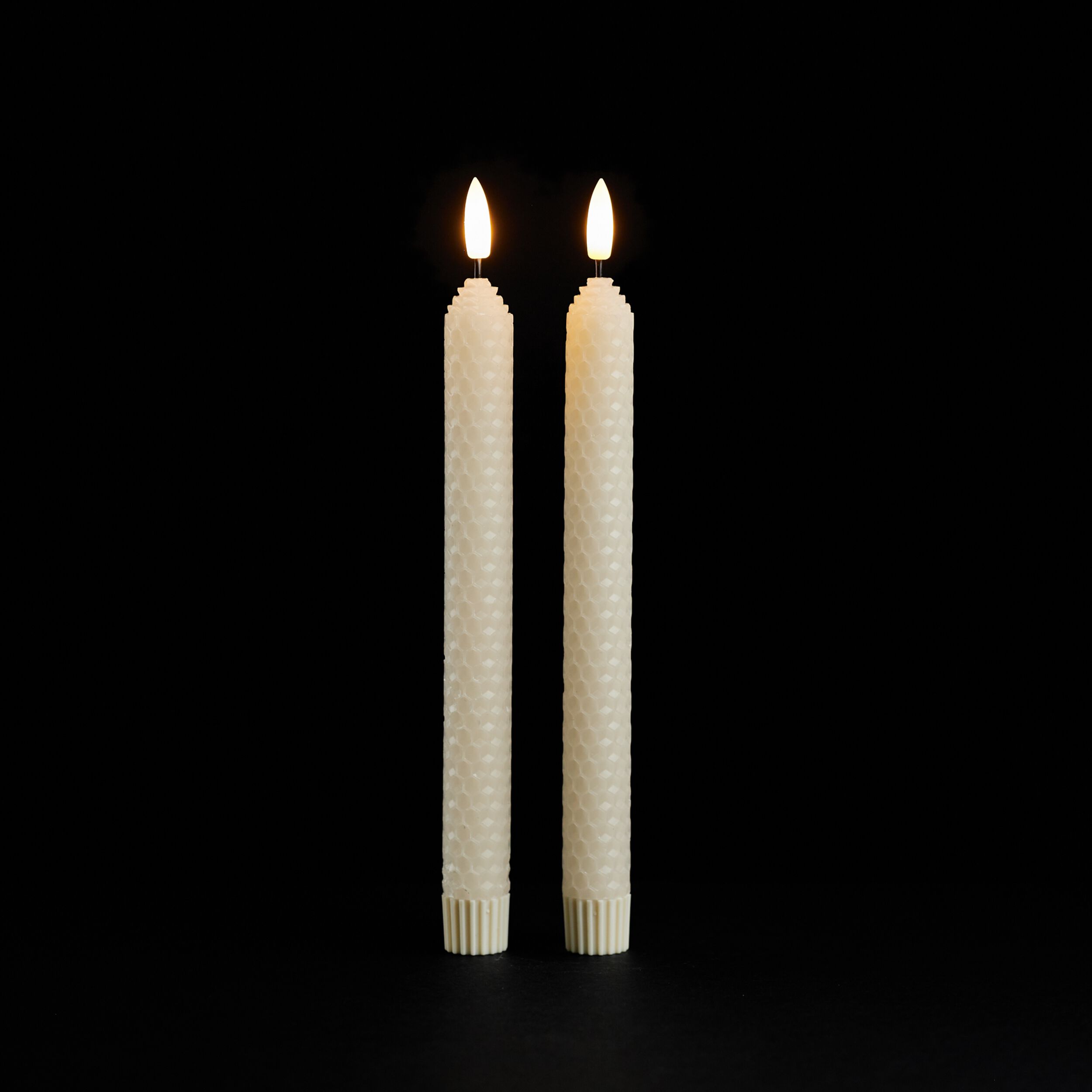 FIA Wick Beige Textured Taper Candle Set of 2, WHITE, alternate image number 2