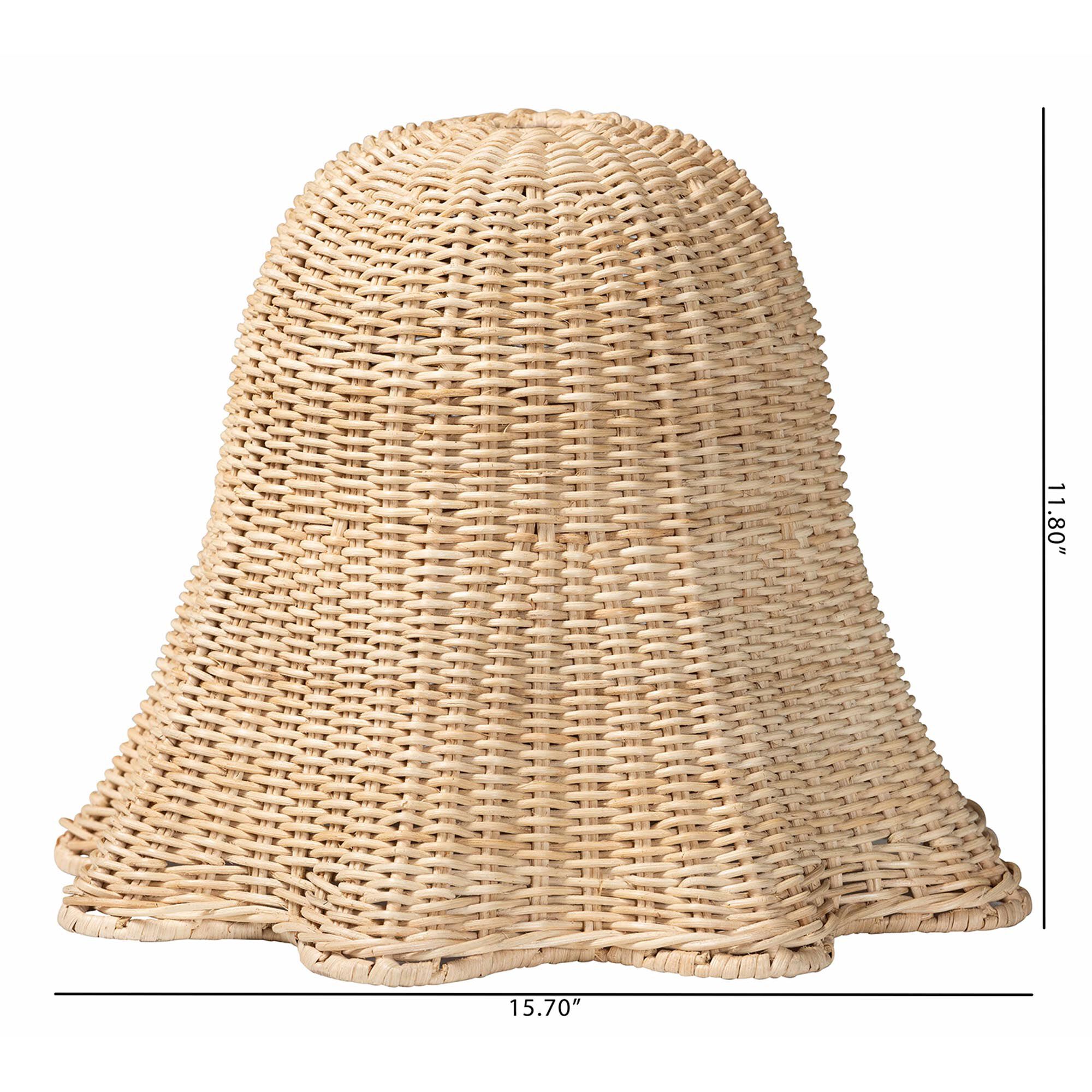 Semira Bohemian Natural Scalloped Rattan Pendant Lampshade, NATURAL, alternate image number 5