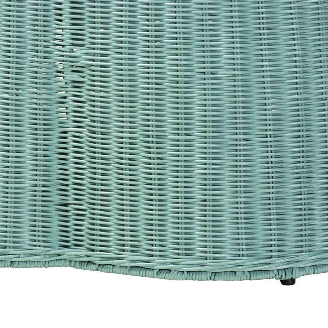 bali & pari Palm Bohemian Seafoam Green Scalloped Rattan Coffee Table, SEAFOAM GREEN, alternate image number null