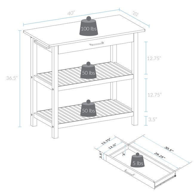 Kitchen Island with Solid Wood Top, , alternate image number null