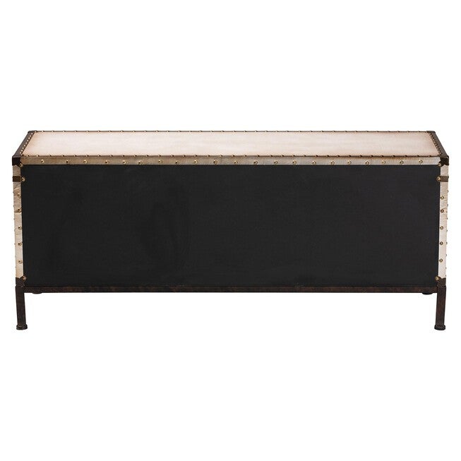 Heaton Vintage Weathered White Canvas 4-Drawer Storage Bench, BEIGE, alternate image number null