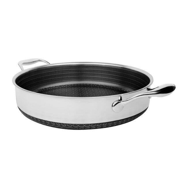 LIVWELL DiamondClad™ 5 Quart Hybrid Nonstick Stainless Steel Saute Pan and Lid, Dishwasher Safe, PFOA-free – Silver/Black, SILVER, alternate image number null