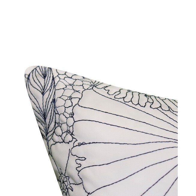 Fine Line Embroidered Floral 18x18 Indoor Outdoor Decorative Pillow, , alternate image number 3