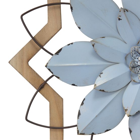 Metal Blue Flower and Wood Frame, , alternate image number null