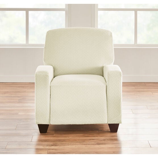 BH Studio Basketweave Stretch Recliner Slipcover, IVORY