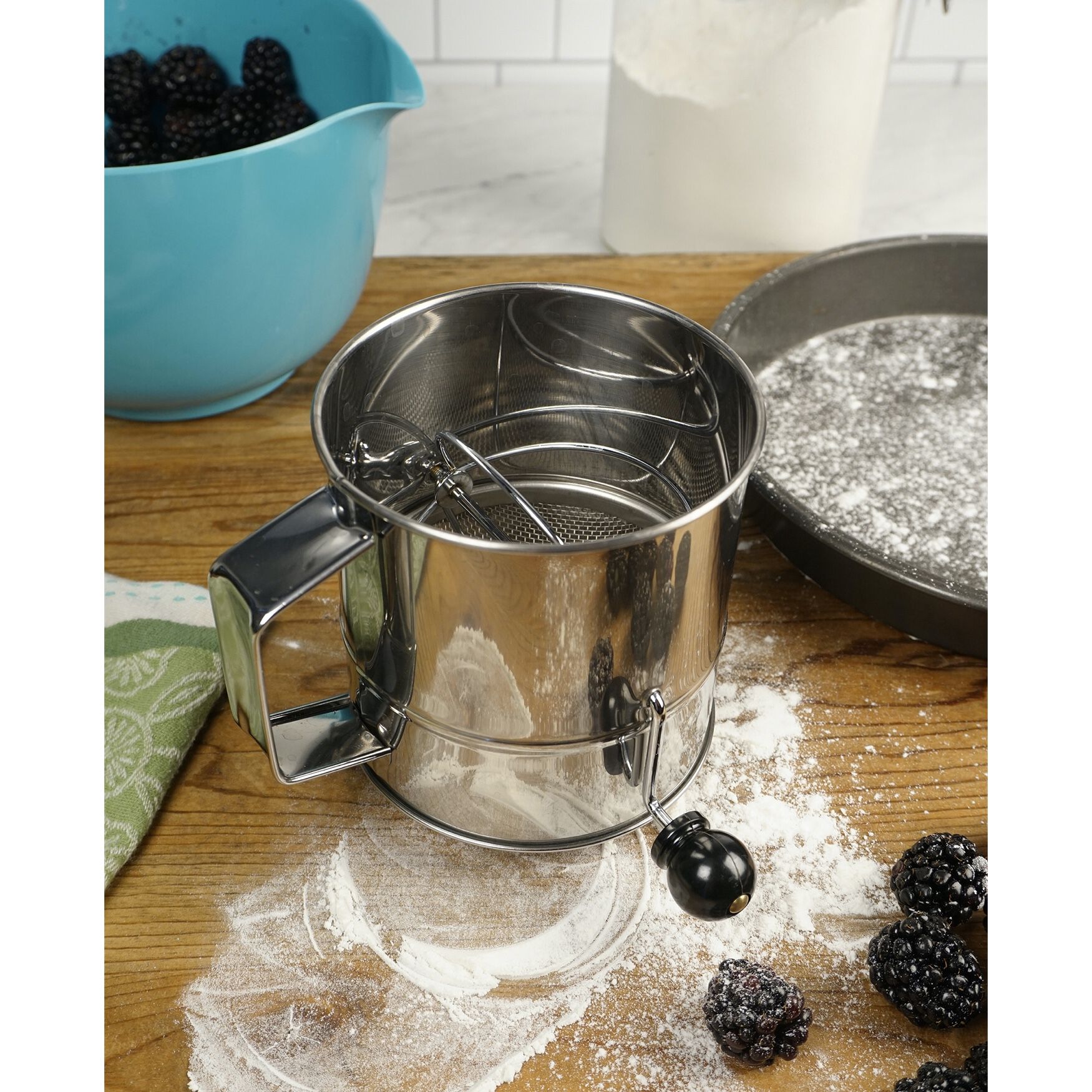 Crank Style Stainless Steel 5 Cup Flour Sifter, , alternate image number 5