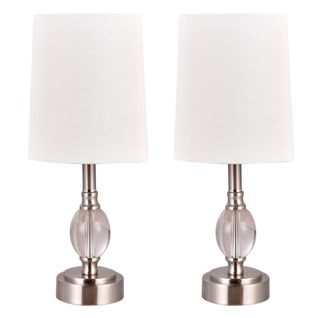 Brushed Steel Metal 15 inches Table Lamp, Set 2, , on-hover image number 1