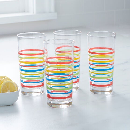 BH Exclusive Set OF 4 Santa Fe Highball Glasses, STRIPE, hi-res image number null