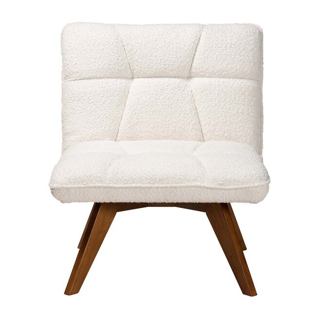 Darielle Japandi Cream Boucle Fabric And Walnut Brown Finished Rubberwood Accent Chair, , on-hover image number null