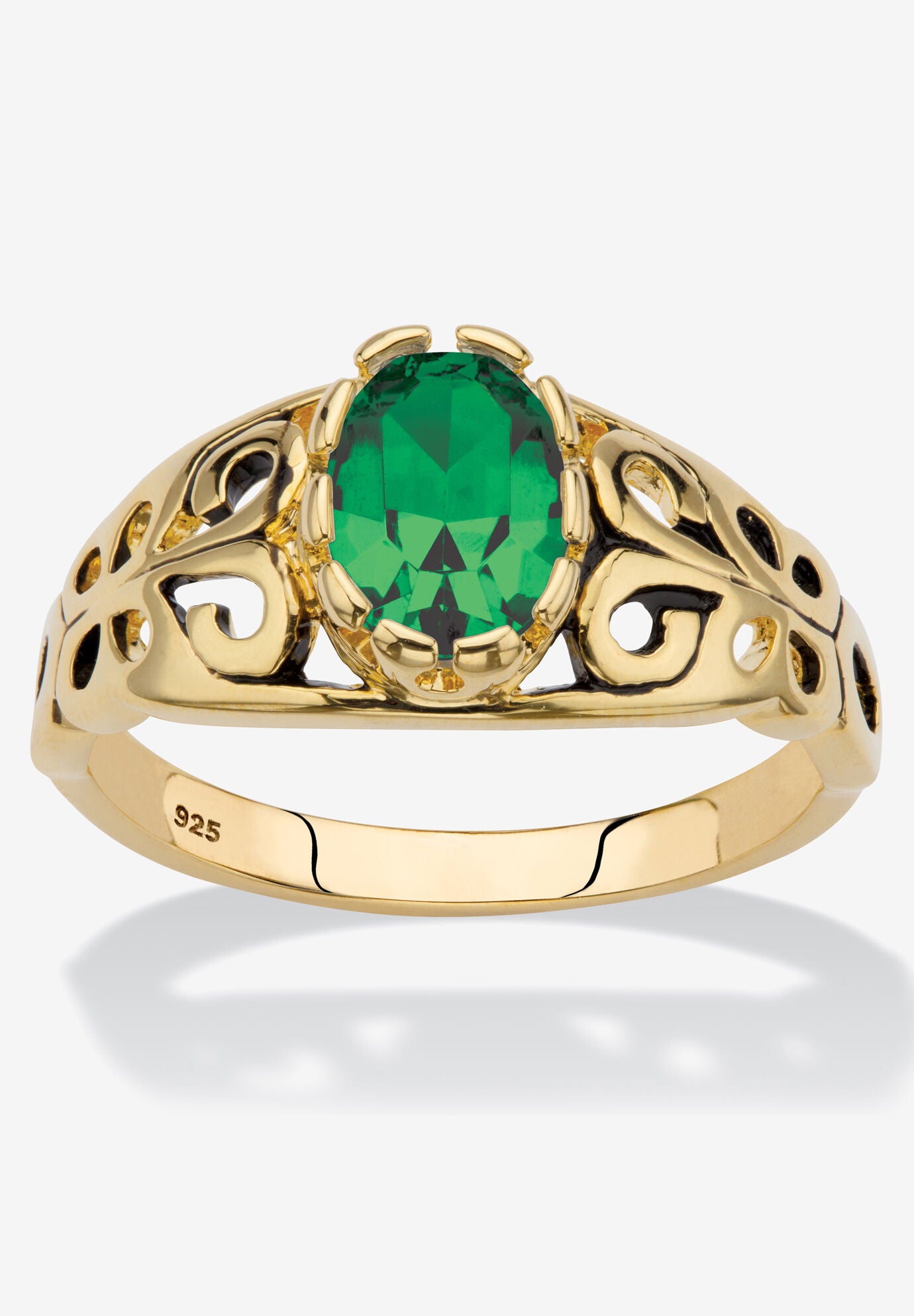 Gold over Sterling Silver Open Scrollwork Simulated Birthstone Ring, MAY, hi-res image number 0