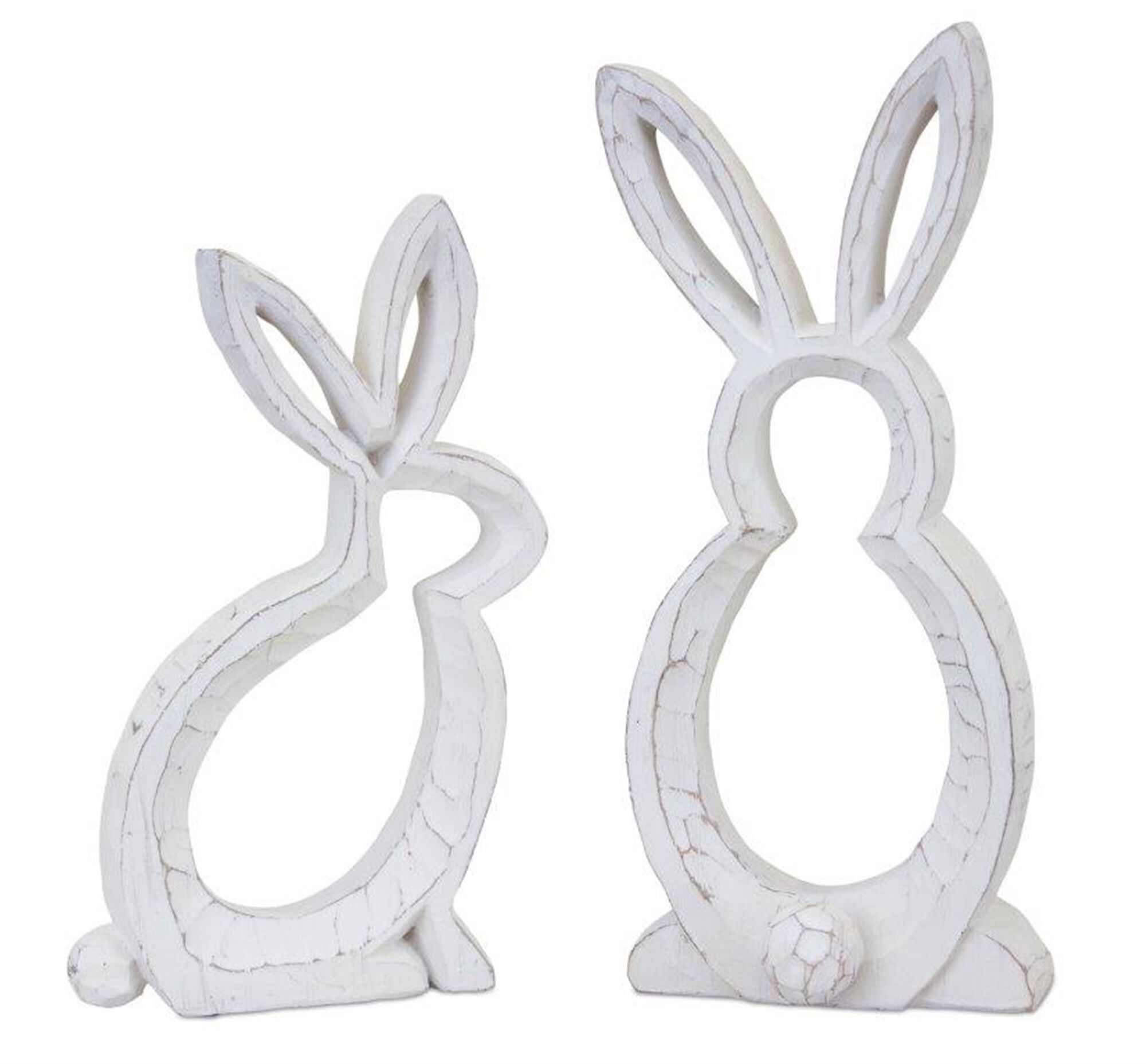 Carved Stone Bunny Outline Decor (Set of 2), WHITE/GREY, hi-res image number 0