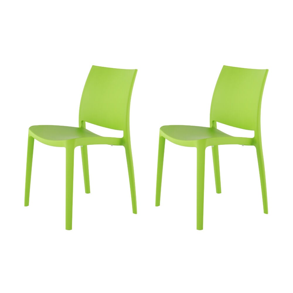 Set of 2 Sensilla Stackable Outdoor Dining Chairs, GREEN, on-hover image number 1