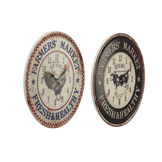 Set Of 2 Black Metal Farmhouse Wall Clock, , alternate image number null