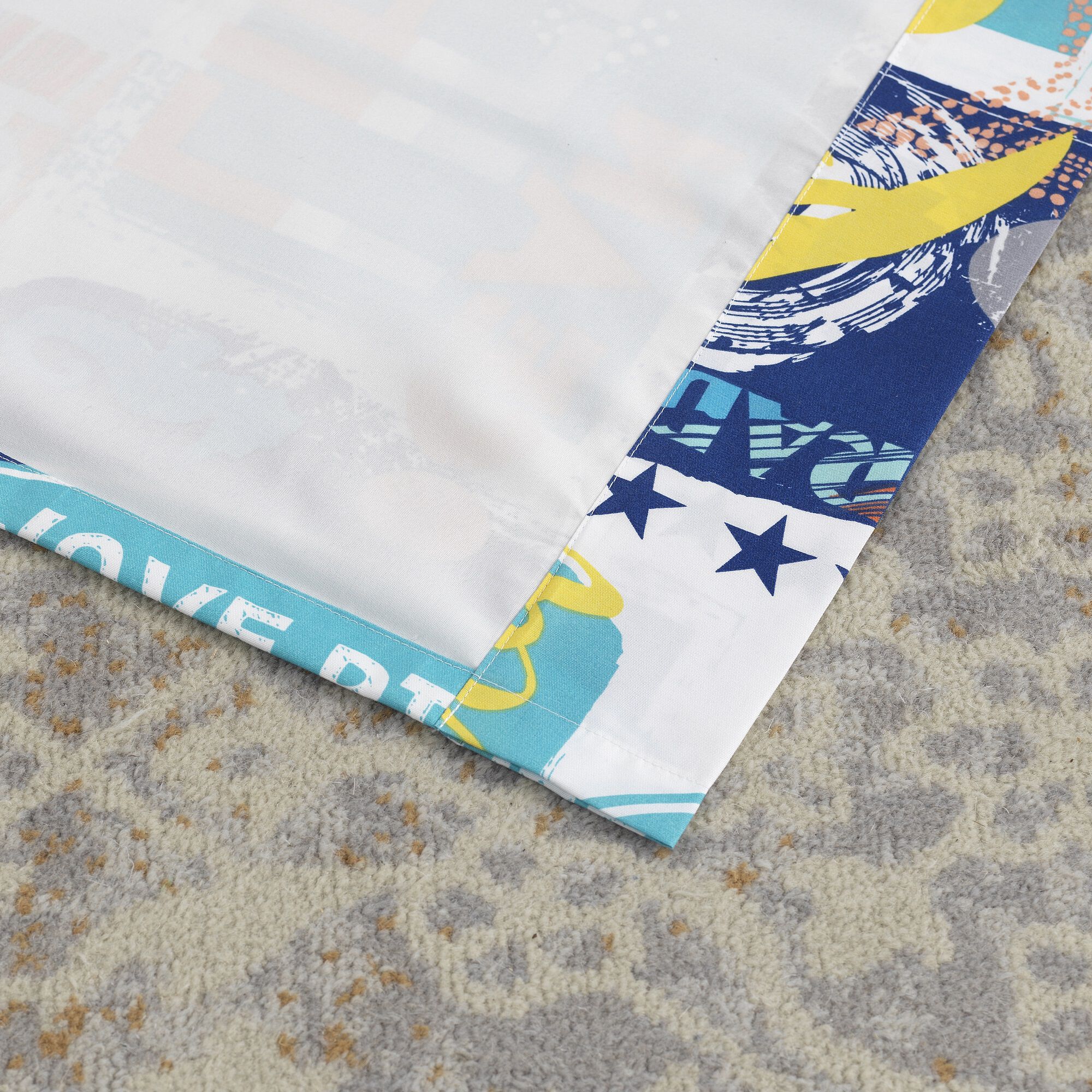 Wave Rider Window Treatment Valance Curtains, BLUE, on-hover image number 1