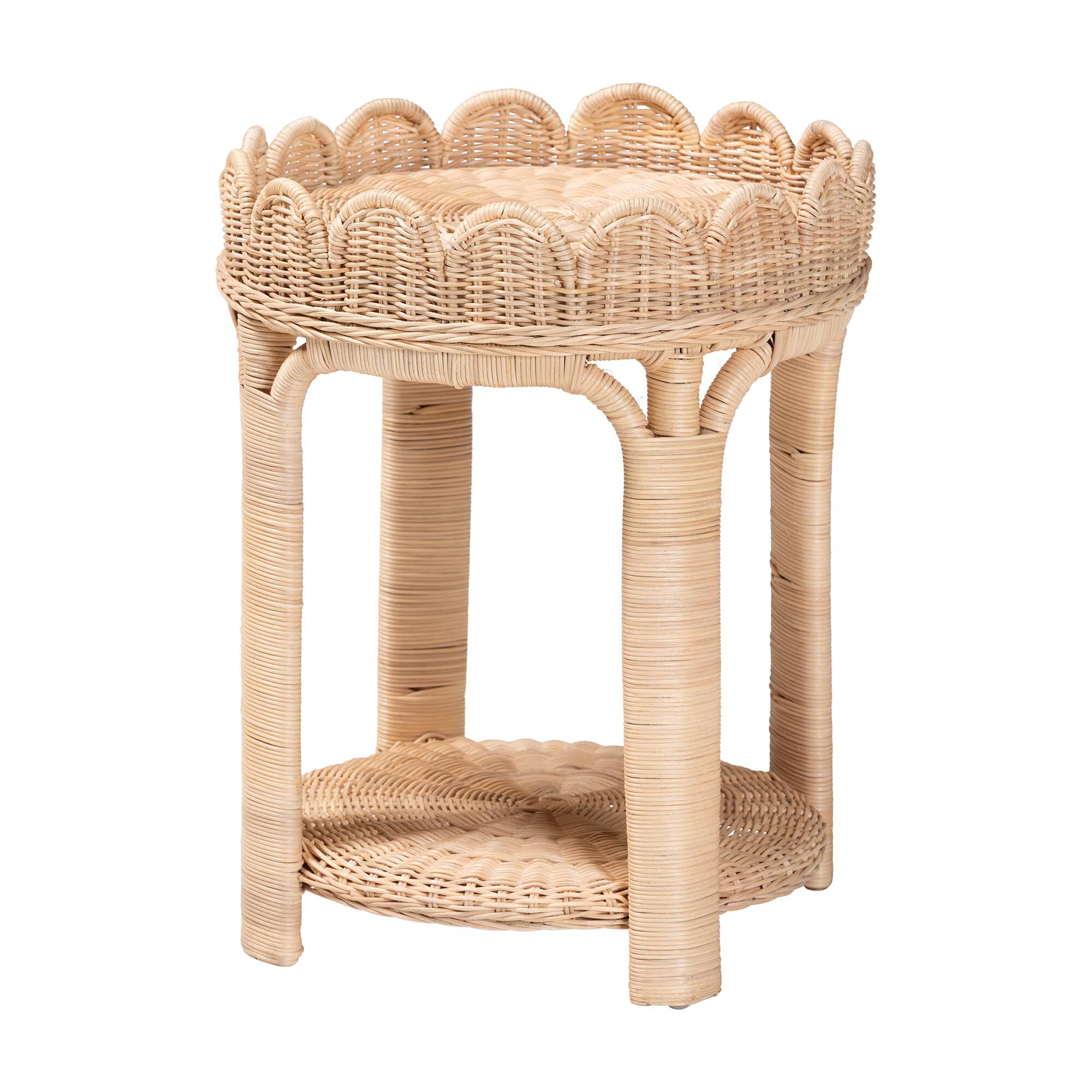Latoya Natural Rattan End Table, BROWN, alternate image number 1