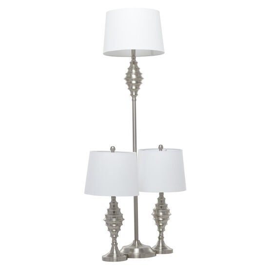 Set Of 3 Silver Coastal Table Lamp, , alternate image number null