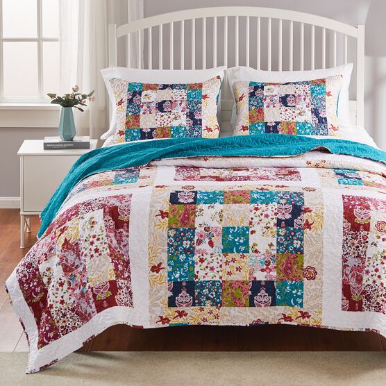 Harmony Quilt And Pillow Sham Set, TEAL, hi-res image number null