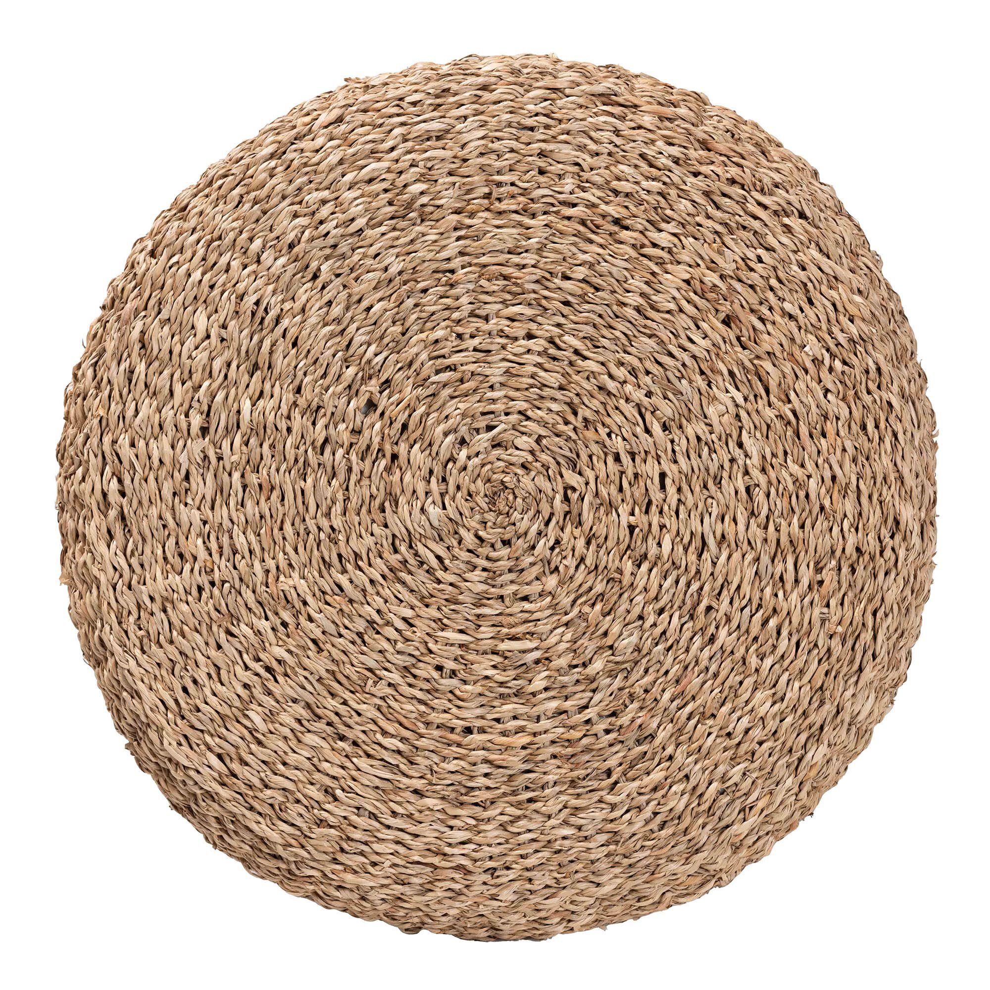 Wickham Modern Bohemian Natural Brown Seagrass Ottoman Footstool, NATURAL BROWN, alternate image number 4
