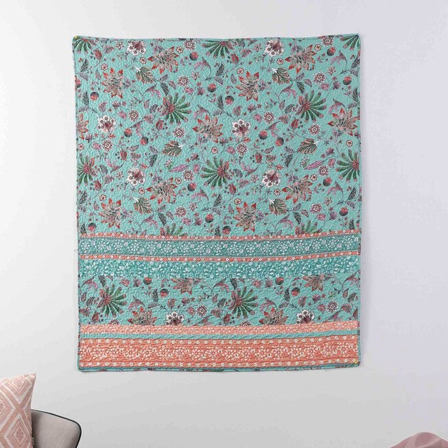 Audrey Turquoise Throw Blanket, , on-hover image number 1