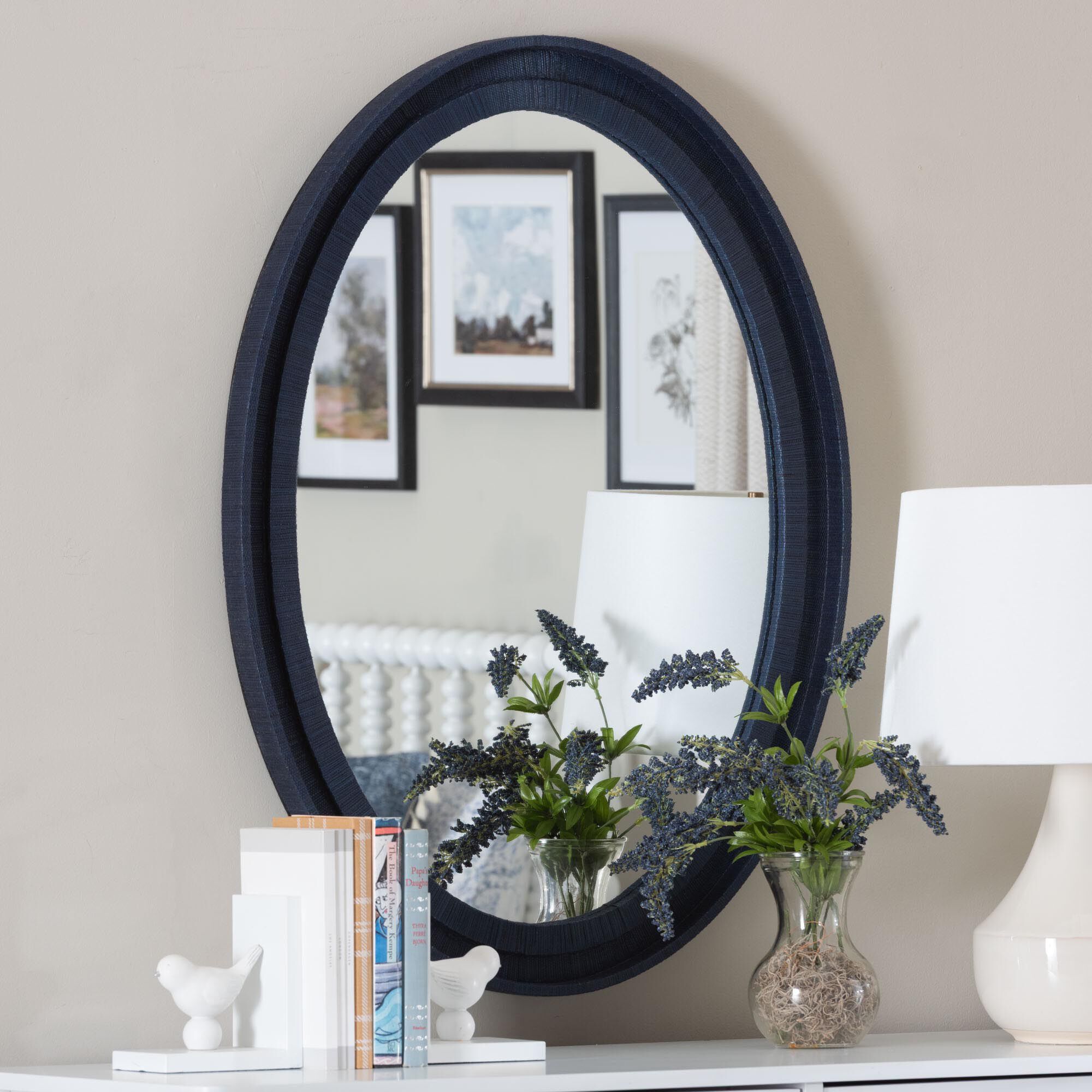 Lailan Oval Woven Grasscloth Mirror