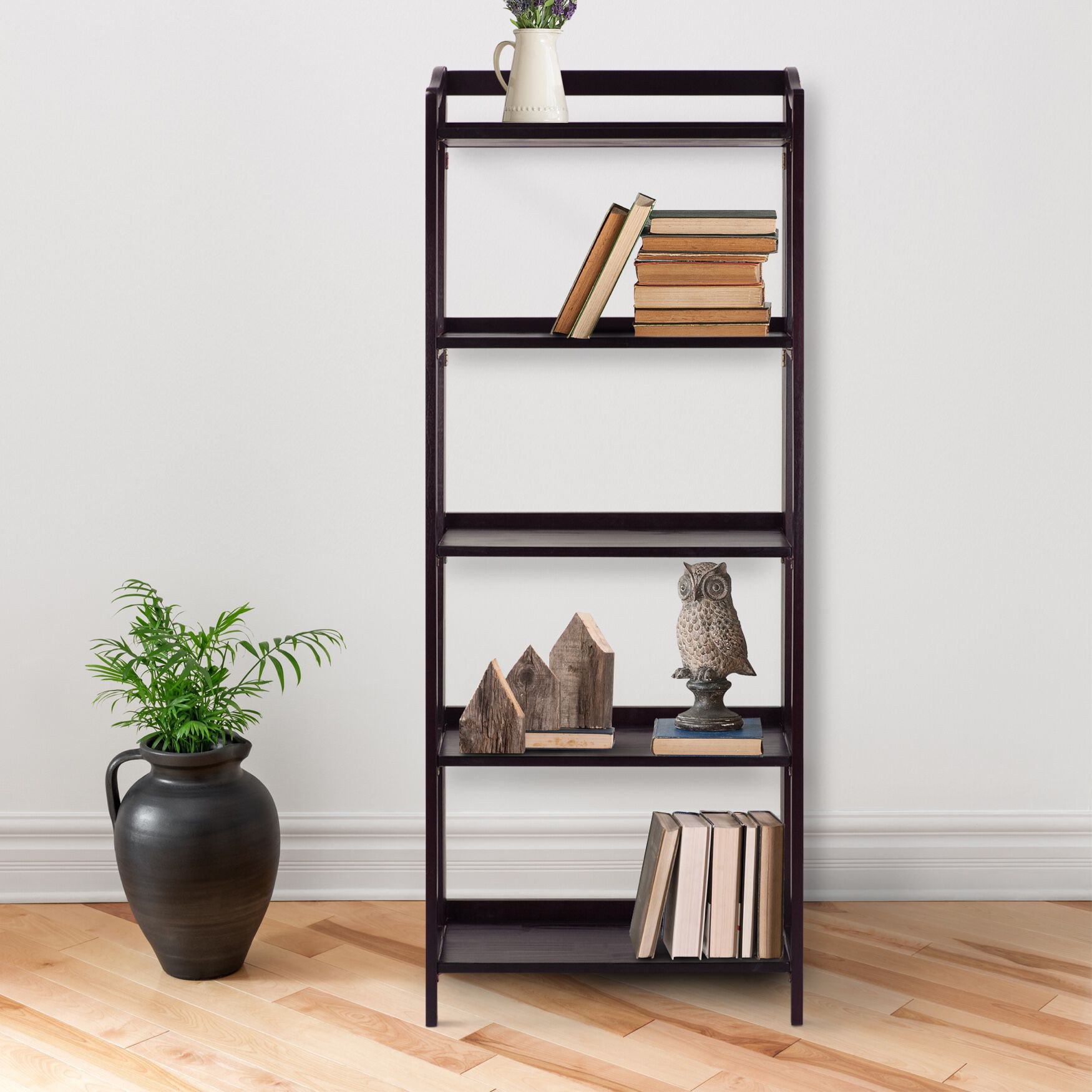 Stratford 5-Shelf Folding Bookcase-Espresso, , alternate image number 7