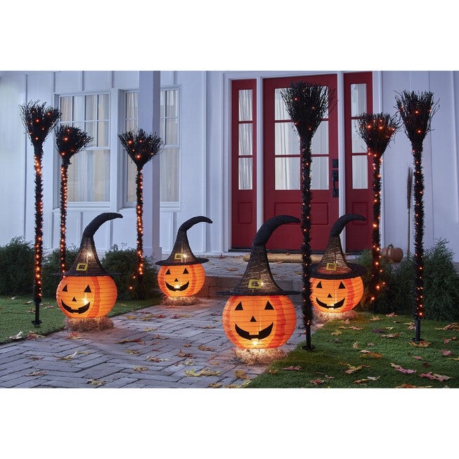 Set of 3 Pre-Lit Halloween Witch's Brooms, , alternate image number 1