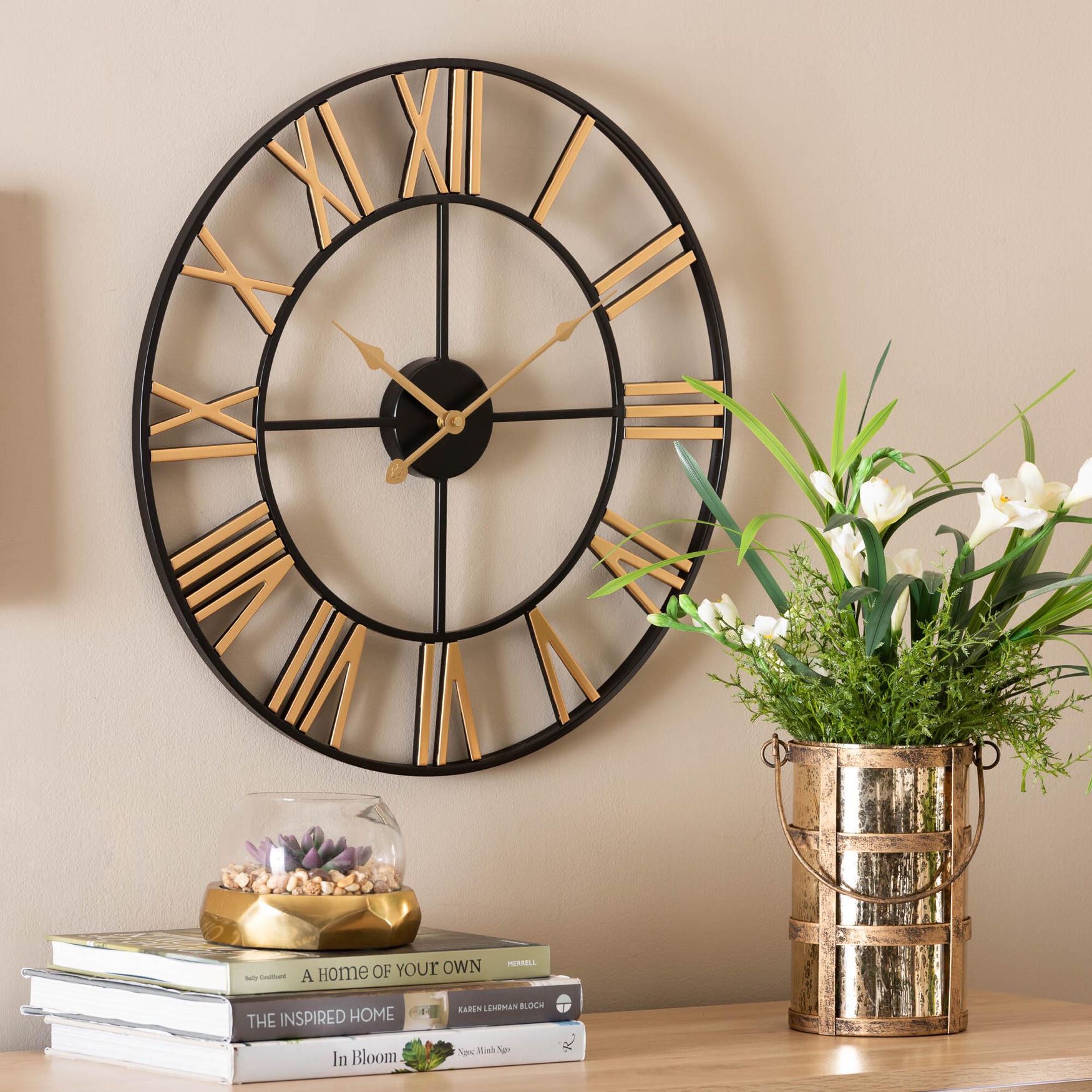 Auden Modern Industrial Two-Tone Black And Gold Metal Wall Clock, , alternate image number 2