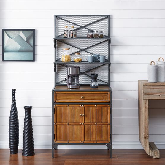 Bexfield Bakers Rack Brylane Home Bexfield Bakers Rack Brylane Home, Bakers Rack With Cabinet