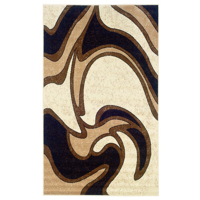 Capri Swirl 5' x 7' Area Rug, BLACK, hi-res image number null