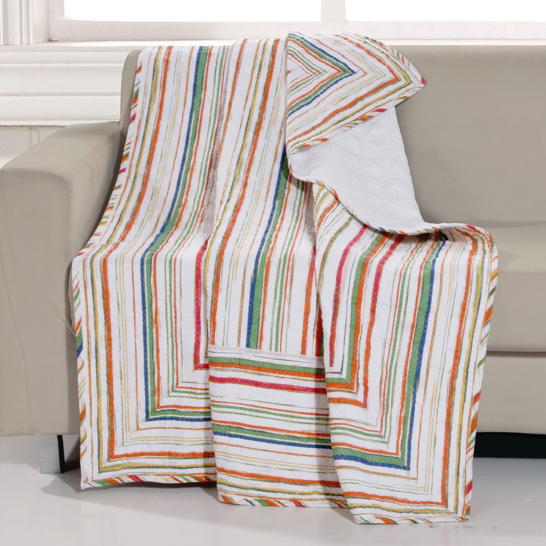 Sunset Stripe Quilted Throw Blanket Brylane Home