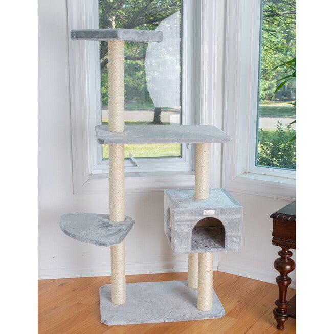 Gleepet 57 inches Real Wood Cat Tree With Condo And Perch, , alternate image number 2