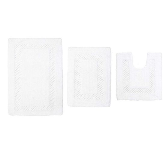 Classy Bathmat 3 Piece Bath Rug Collection, WHITE, hi-res image number null