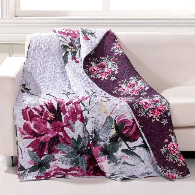 Rose Touch Quilted Throw Blanket, MULTI, hi-res image number 0
