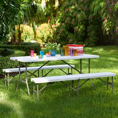 Folding Resin Table and Bench, 