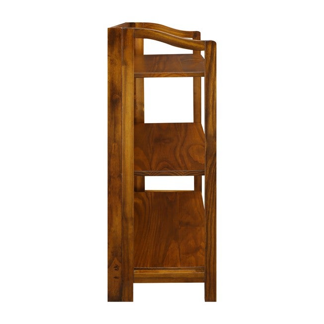 Stratford 3-Shelf Folding Bookcase-Warm Brown, , alternate image number 2