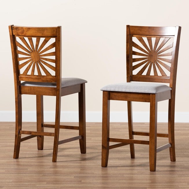 Olympia Modern Beige Fabric And Espresso Brown Finished Wood Counter Stool, , alternate image number null