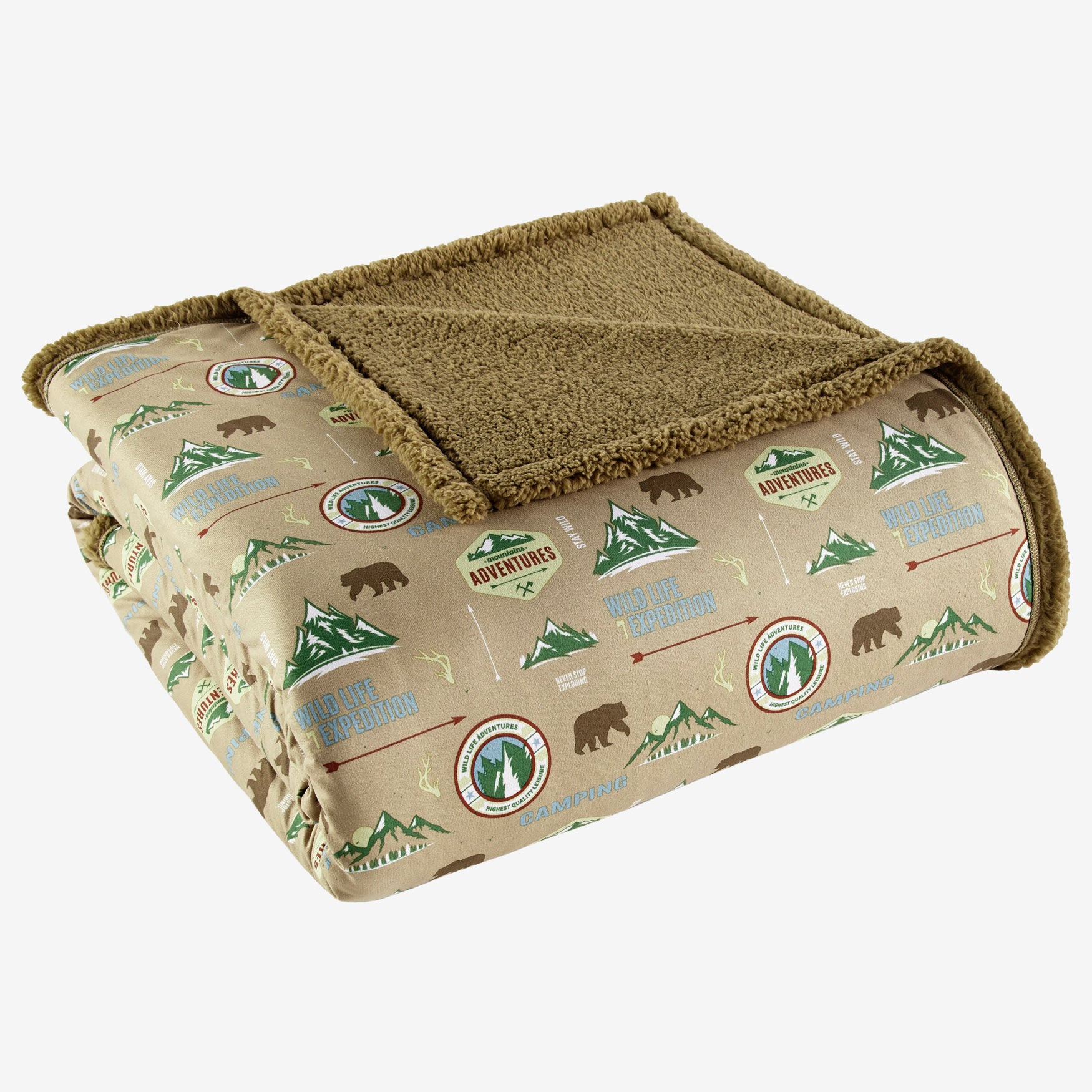 Micro Flannel&reg; Reverse to Sherpa Blanket, CAMPING, hi-res image number 0