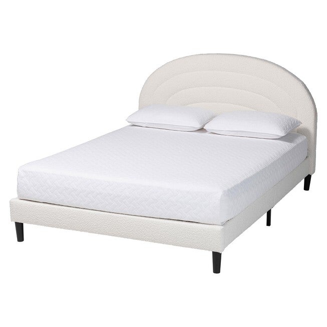 Pelagia Boucle Upholstered Platform Bed, CREAM, alternate image number null