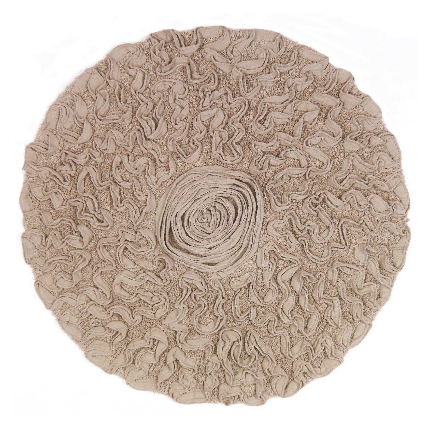Bell Flower Round Bath Rug Collection, LINEN, hi-res image number 0
