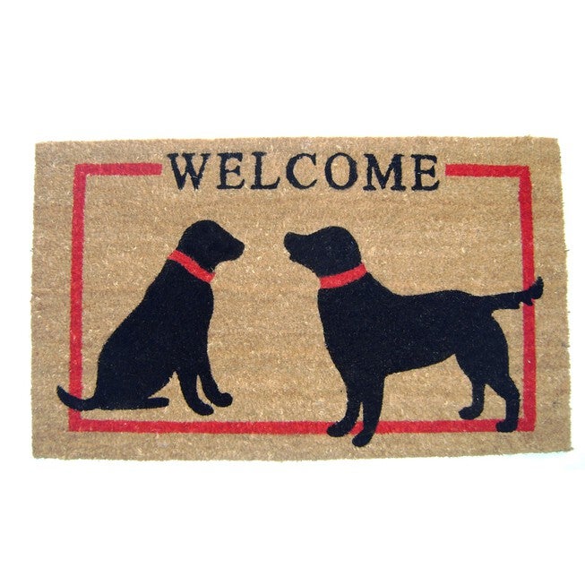 Two Dogs Welcome Coir Mat With Vinyl Backing Floor Coverings, MULTI, hi-res image number null