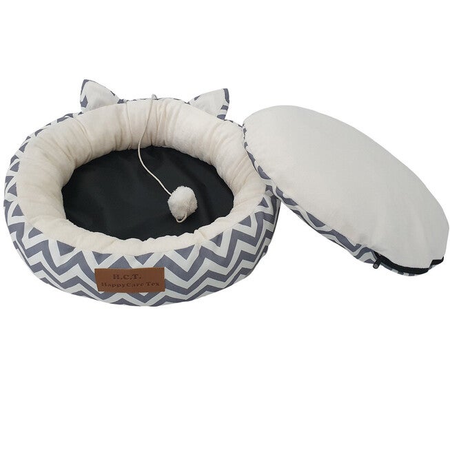 Chevron Printing poly-cotton cozy round cat bed , 18 inch, , alternate image number null