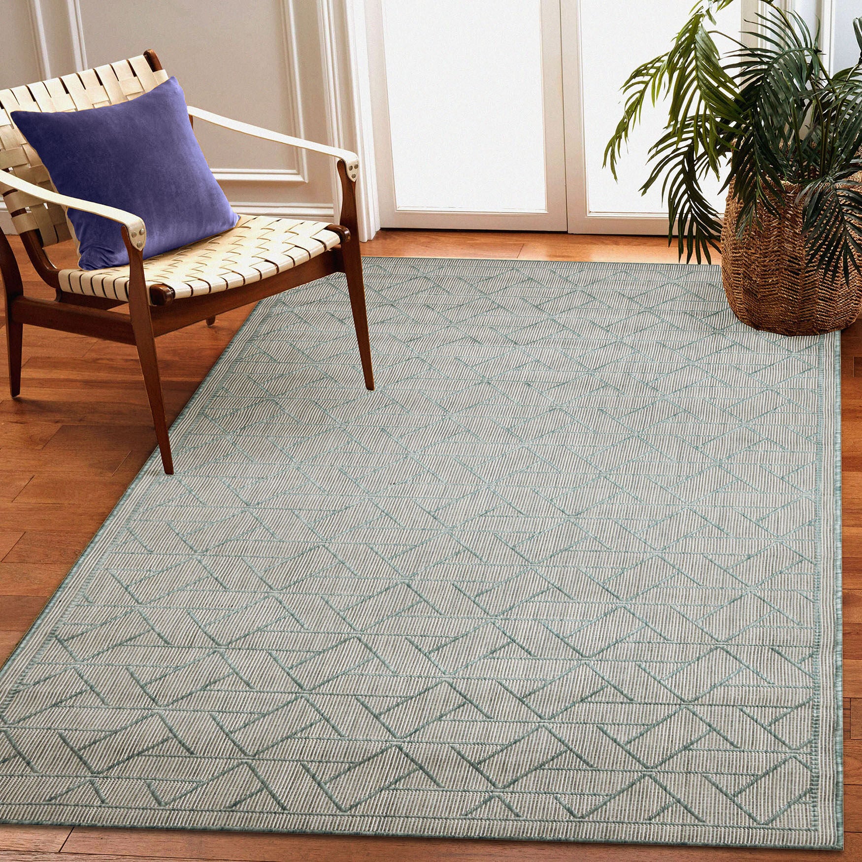 Carmel Pyramid Indoor/Outdoor Area Rug Aqua, , alternate image number 4