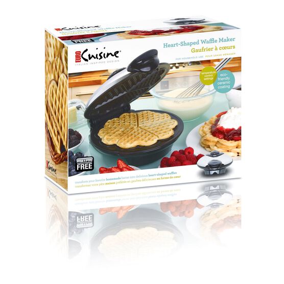 Euro Cuisine Eco Friendly Heart Shaped Waffle Maker - PTFE and PFOA Free Non Stick Plates, , alternate image number null
