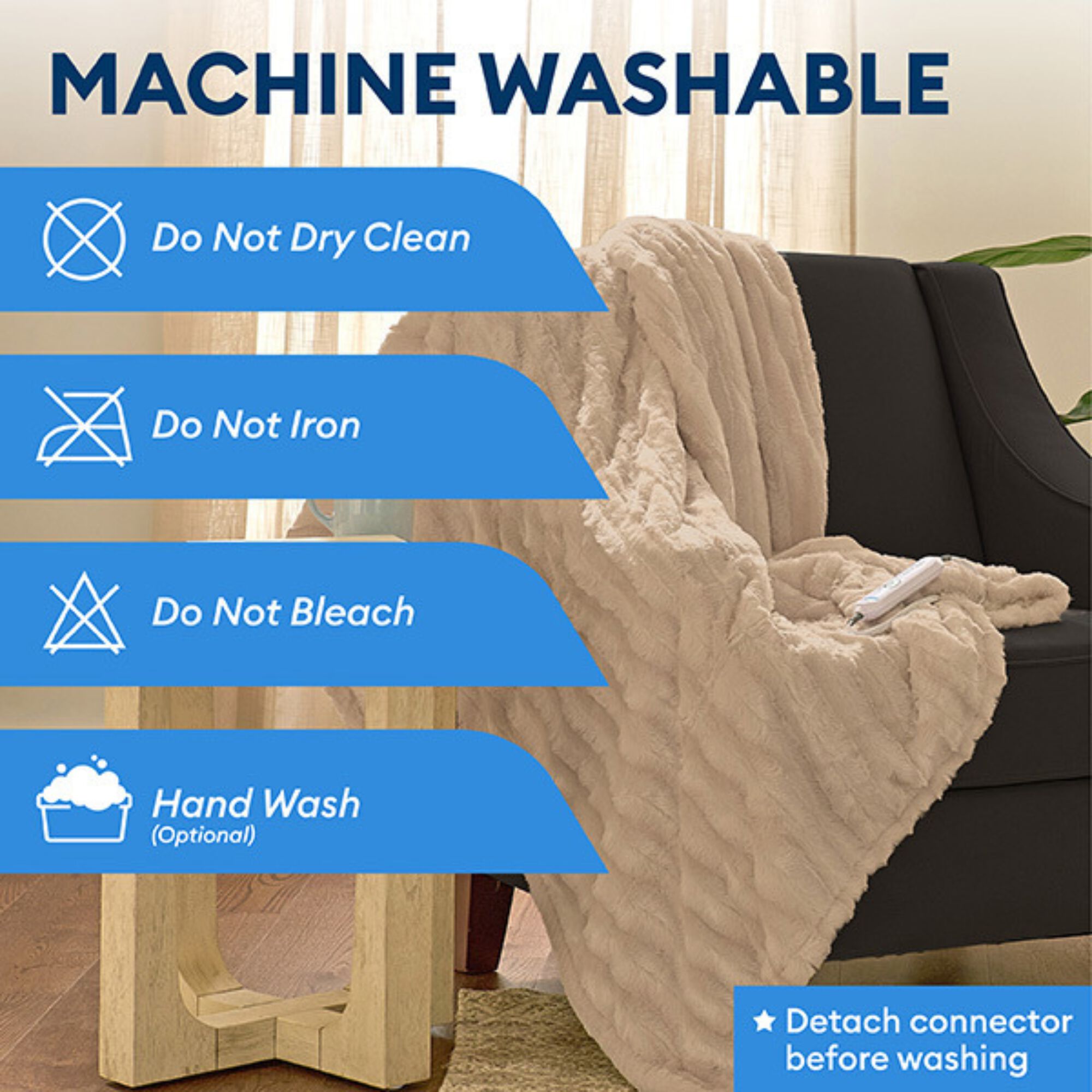 50 inches x 70 inches Ivory Heated Blanket, IVORY, alternate image number 6